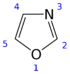 Oxazole 2D numbered.png