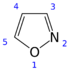 Isoxazole 2D numbered.png