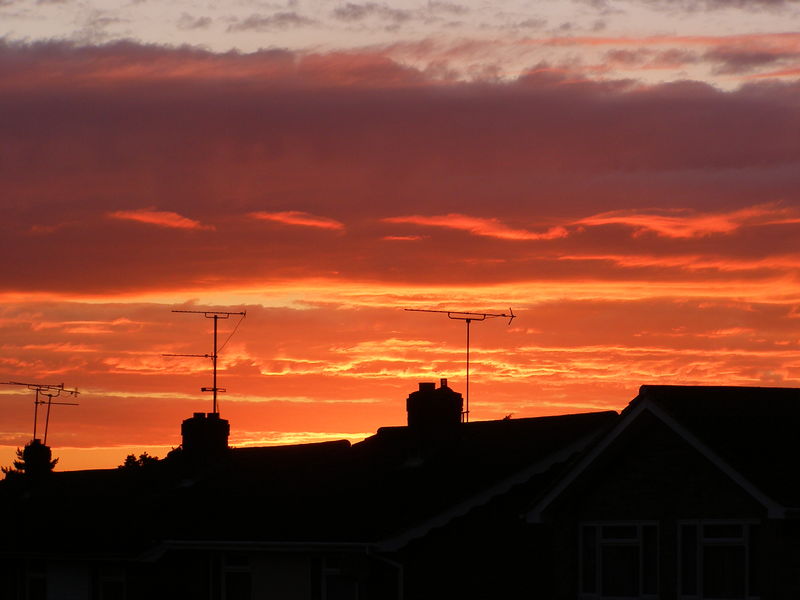 Soubor:Rooftops silhouetted against sunset.jpg