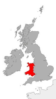 Wales na mapě Spojeného království Velké Británie a Severního Irska