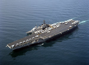 USS Ranger (CV-61) conducting an underway replenishment of the Dutch frigate F812 Jacob Van Heemskerck during Operation Desert Shield 2.JPEG