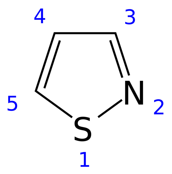 Soubor:Isothiazole 2D numbered.png